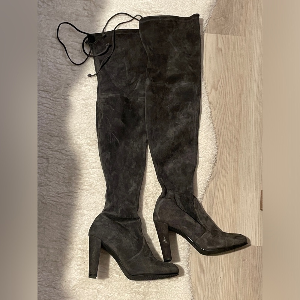 Stuart Weitzman over the knee grey boot